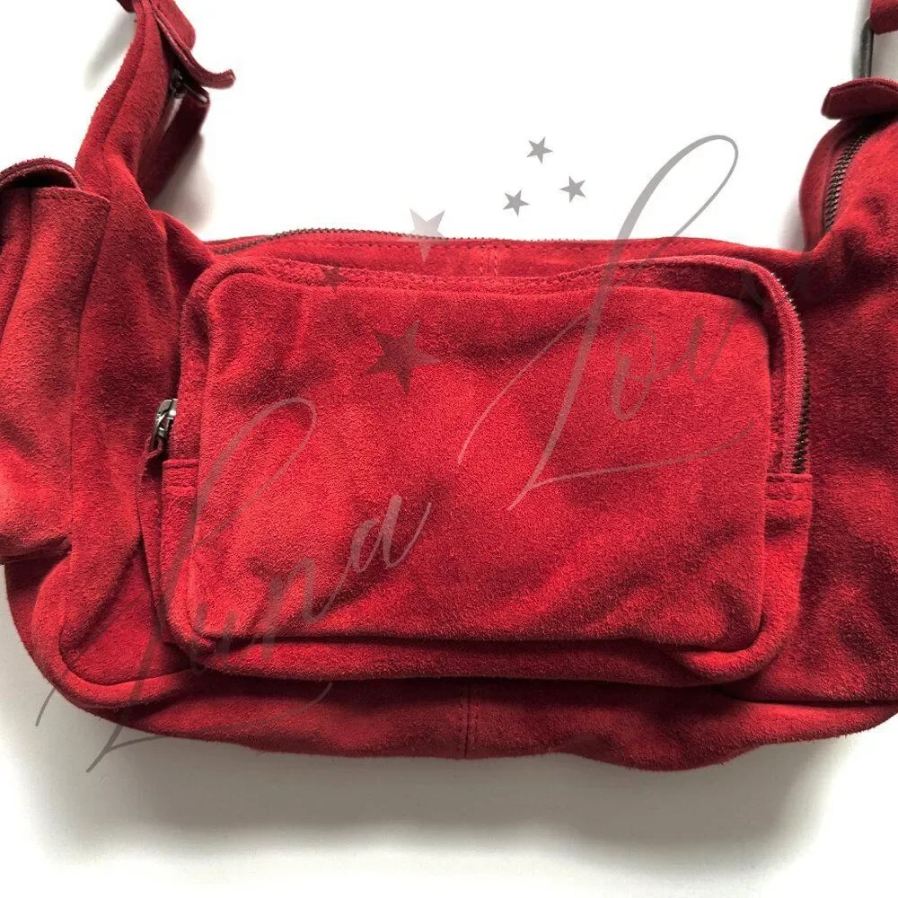 FREE PEOPLE Siren Suede Shoulder/Crossbody Bag In Garnet Dark Red NWT